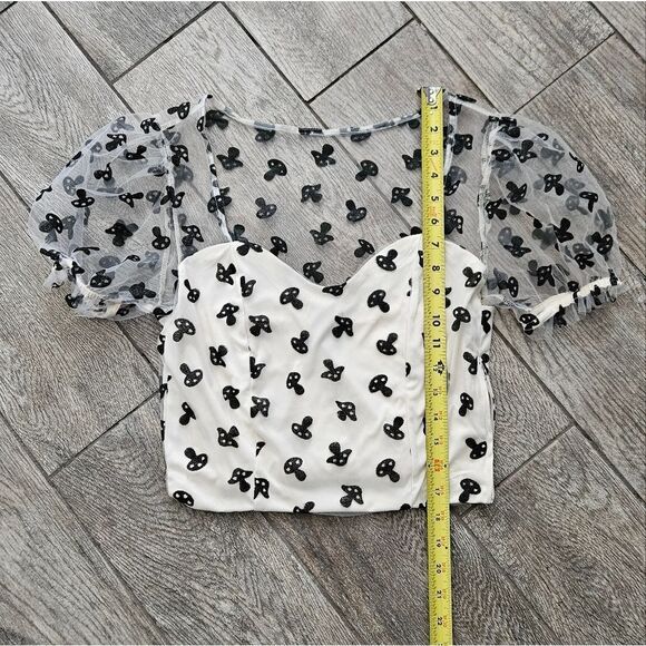 Hot Topic Mushroom Glitter Mesh Top Size Medium - Picture 5 of 12